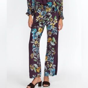 Johnny Was Floral Wide-Leg Pants Purple Multi Size XS